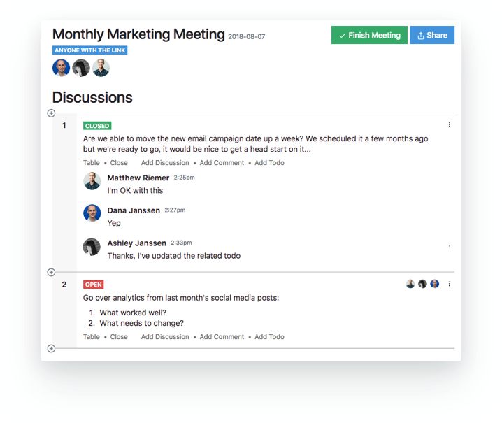 Meeting agenda and meeting minutes software | Tadum